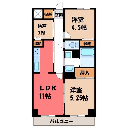 宇都宮駅 バス16分  自動車学校入口下車：停歩6分 1階の物件間取画像